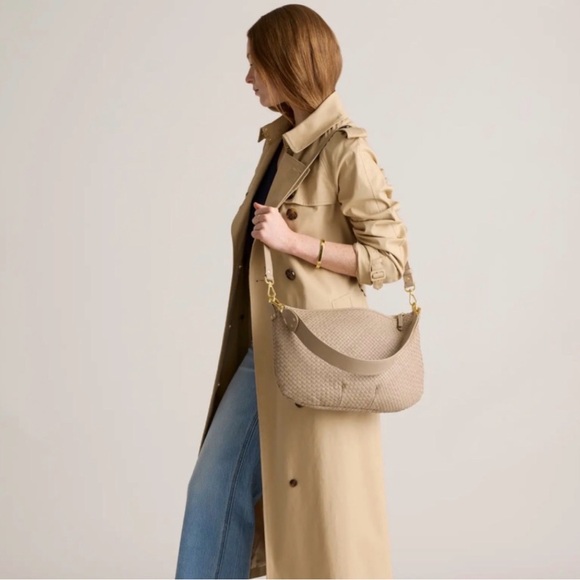 Quince Handbags - Italian Leather Convertible Crescent Handwoven Shoulder Bag and Crossbody
